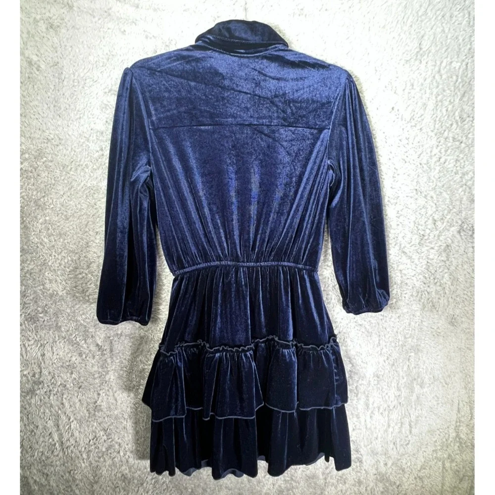 City‎ Studio Medium Tiered Mini Dress Blue Party Date Velour
